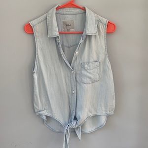 COPY - Rails Tie Front Chambray Tank